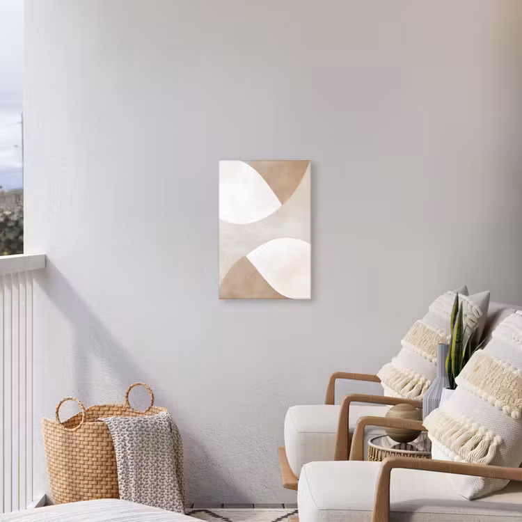 Bruin - Japandi - Abstract Tuinposter op houten frame 2 cm dik klein -sfeer1