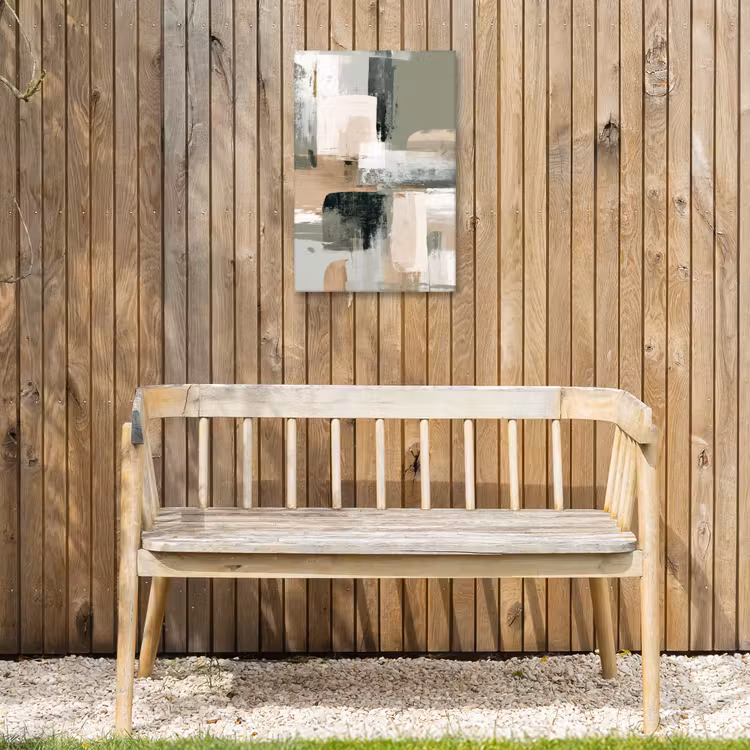 Penseelstreken - Abstract - Aardetinten Tuinposter op houten frame 2 cm dik klein -sfeer4