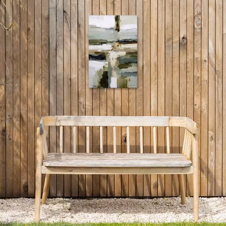 Penseelstreken - Groen - Abstract - Japandi Tuinposter op houten frame 2 cm dik klein -sfeer4