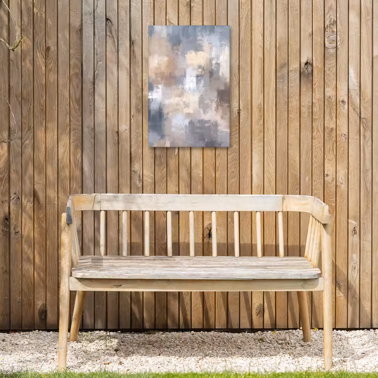 Penseelstreken - Schilderij - Beige Tuinposter op houten frame 2 cm dik klein -sfeer4