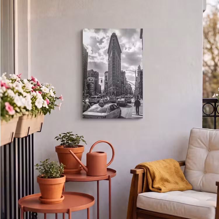 Gebouw - Hoogbouw - Stad - Architectuur - Zwart-wit Tuinposter op houten frame 2 cm dik klein -sfeer1