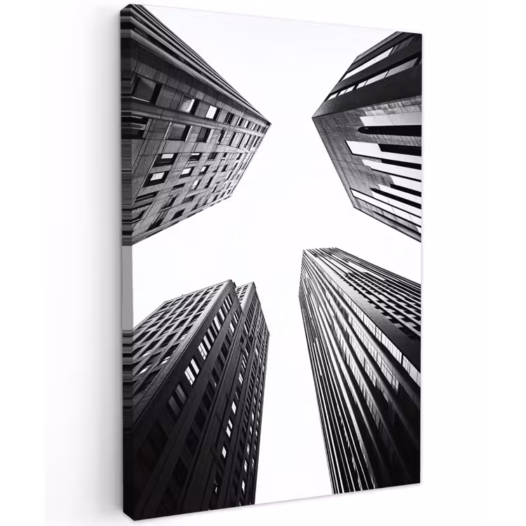 Gebouwen - Lucht - Zwart Tuinposter op houten frame 2 cm dik klein -3d