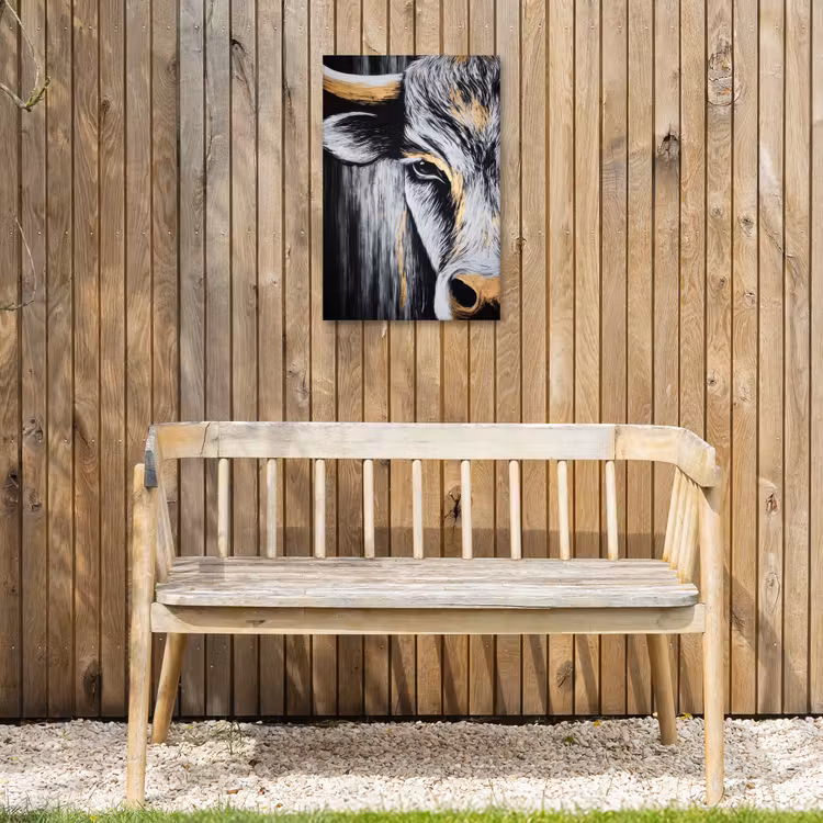 Stier - Hoorns - Snuit - Goud Tuinposter op houten frame 2 cm dik klein -sfeer4