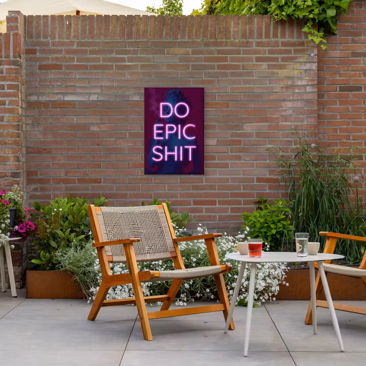 Buste - Neon - LED - Letters Tuinposter op houten frame 2 cm dik klein -sfeer3