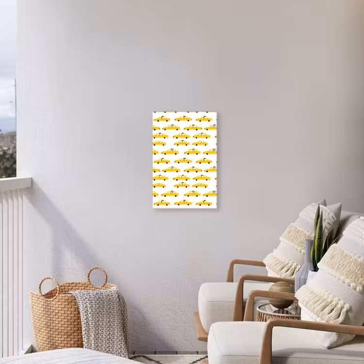 Taxi - Iconisch - Geel Tuinposter op houten frame 2 cm dik klein 841 -sfeer1