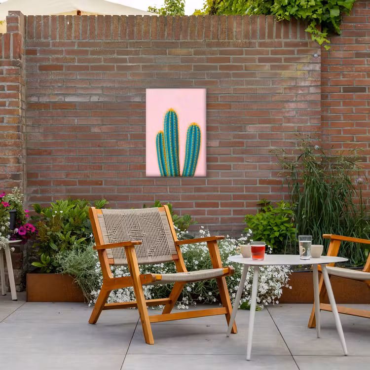 Cactussen - Modern - Pastel Tuinposter op houten frame 2 cm dik klein -sfeer3