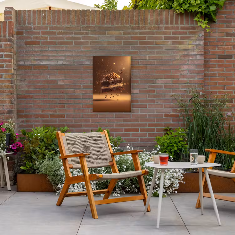 Taart - Chocolade - Eten - Brownie Tuinposter op houten frame 2 cm dik klein -sfeer3
