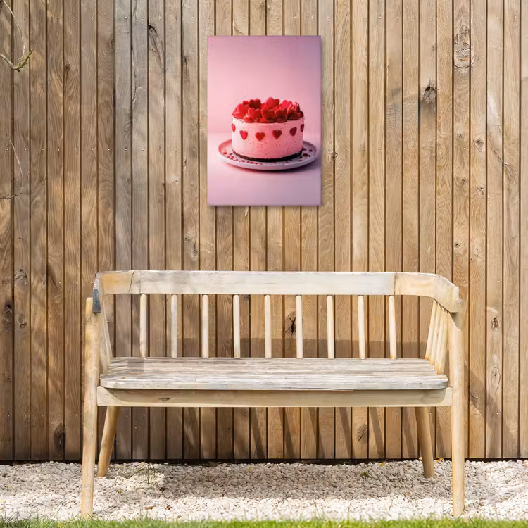Taart - Hart - Roze Tuinposter op houten frame 2 cm dik klein -sfeer4