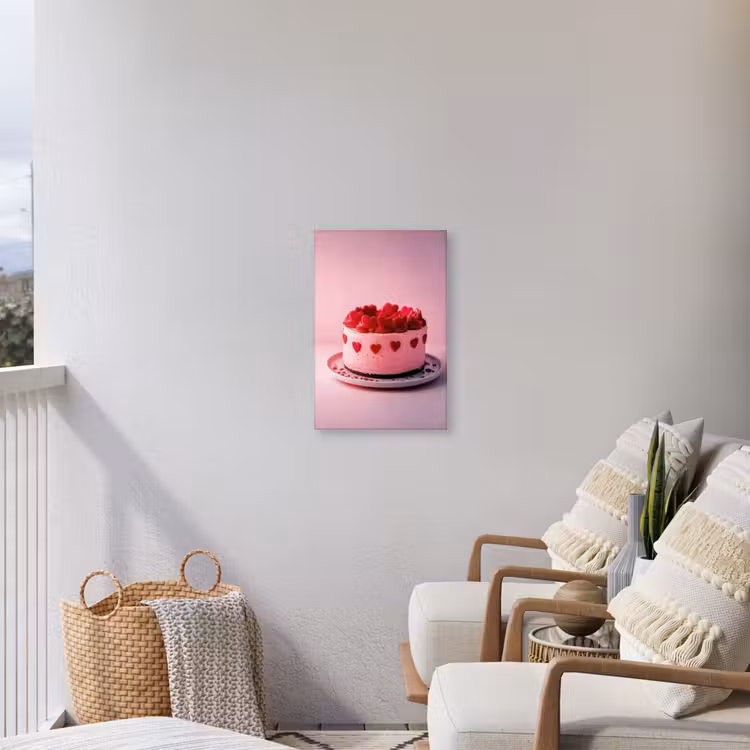 Taart - Hart - Roze Tuinposter op houten frame 2 cm dik klein -sfeer1
