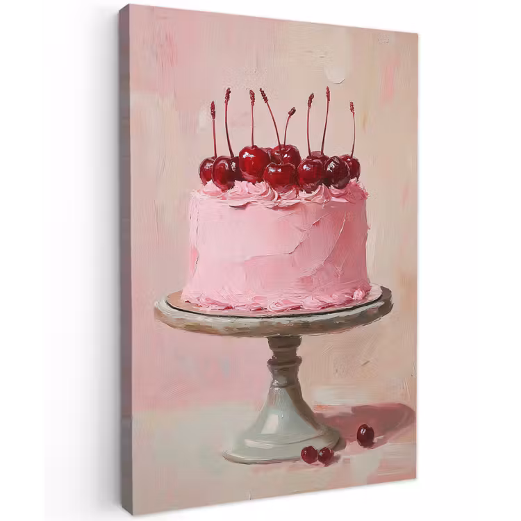 Taart - Pink - Cherry Tuinposter op houten frame 2 cm dik klein -3d