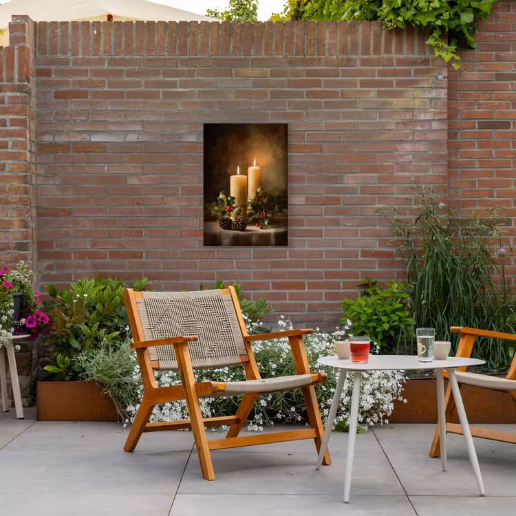 Kaarslicht - Kerst - Veelkleurig Tuinposter op houten frame 2 cm dik klein -sfeer3