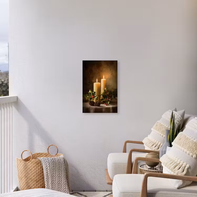 Kaarslicht - Kerst - Veelkleurig Tuinposter op houten frame 2 cm dik klein -sfeer1