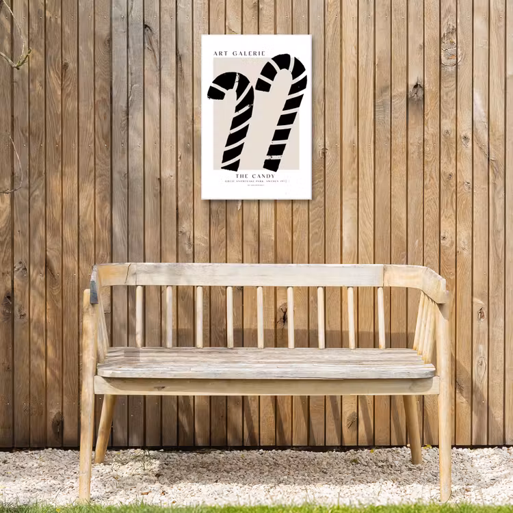 Zuurstokken - Kerst - Snoepgoed - Zwart - Feestdagen Tuinposter op houten frame 2 cm dik klein -sfeer4