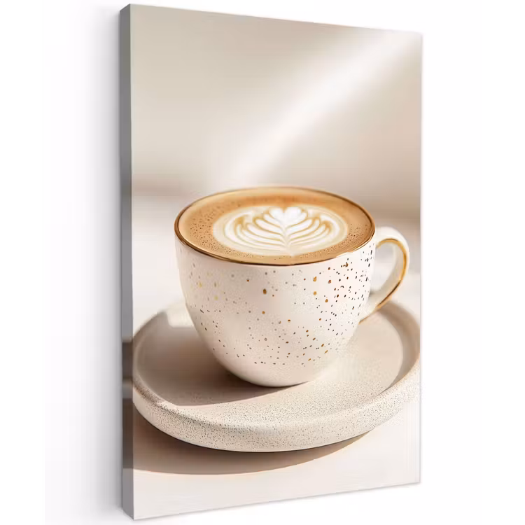 Cappuccino - Schuim - Schotel - Beige Tuinposter op houten frame 2 cm dik klein -3d