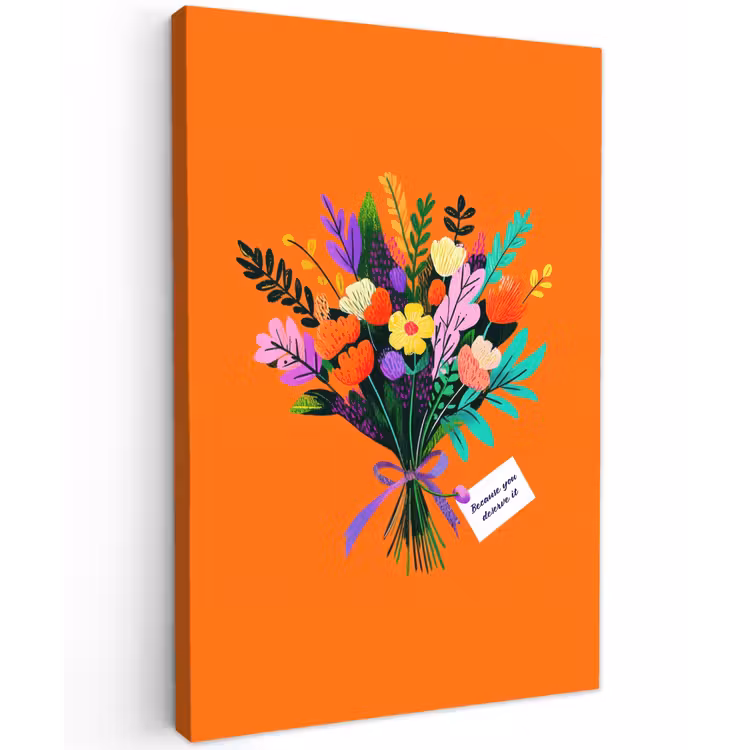 Kaartje - Boeket - Bloemen Tuinposter op houten frame 2 cm dik klein -3d