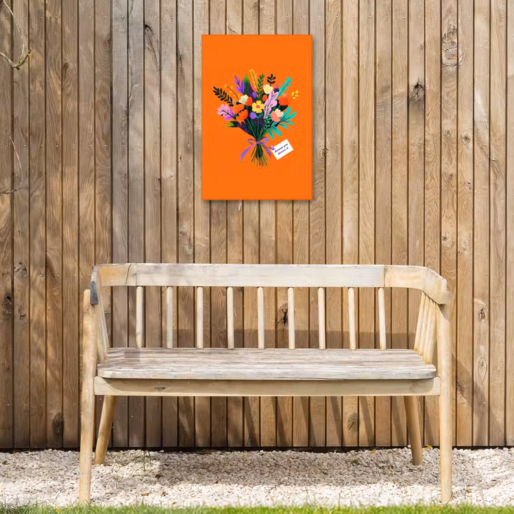 Kaartje - Boeket - Bloemen Tuinposter op houten frame 2 cm dik klein -sfeer4