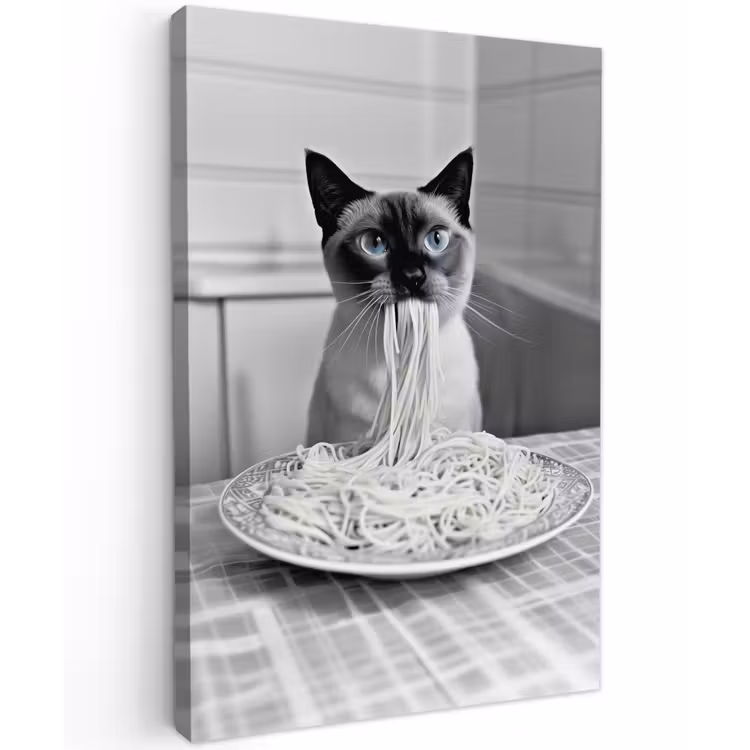 Kat - Siamees - Zwart Wit - Schattig - Dieren Tuinposter op houten frame 2 cm dik klein -3d
