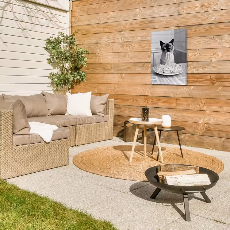 Kat - Siamees - Zwart Wit - Schattig - Dieren Tuinposter op houten frame 2 cm dik klein -sfeer2