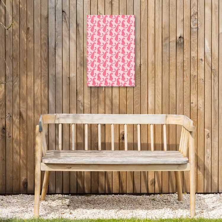 Kat - Gevlekt - Dieren - Patroon - Roze Tuinposter op houten frame 2 cm dik klein -sfeer4
