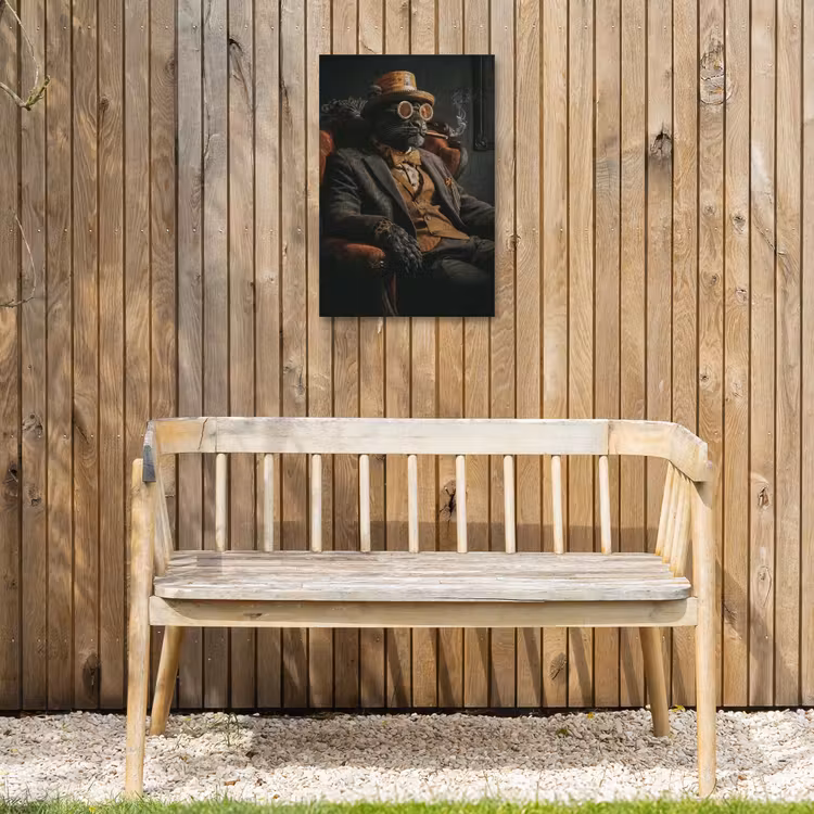 Kat - Pak - Oranje - Sigaar Tuinposter op houten frame 2 cm dik klein -sfeer4