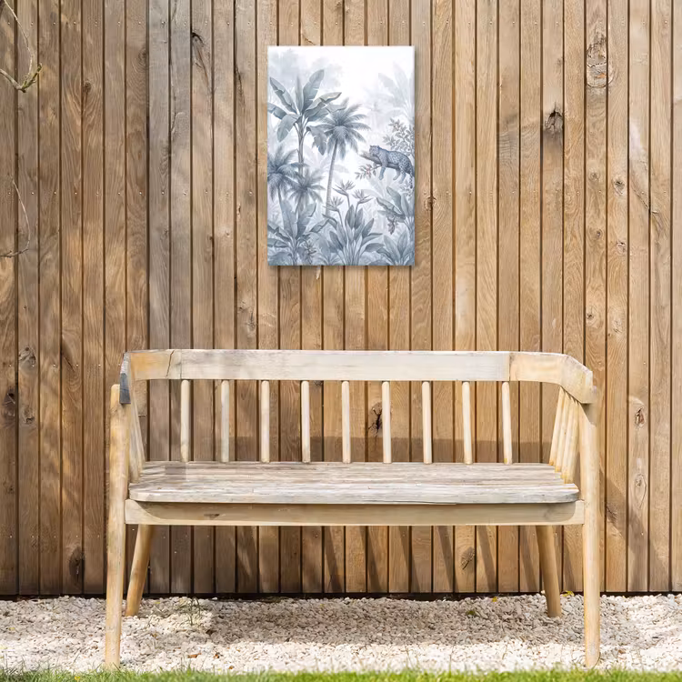 Kat - Tropisch bos - Modern - Grijs Tuinposter op houten frame 2 cm dik klein -sfeer4