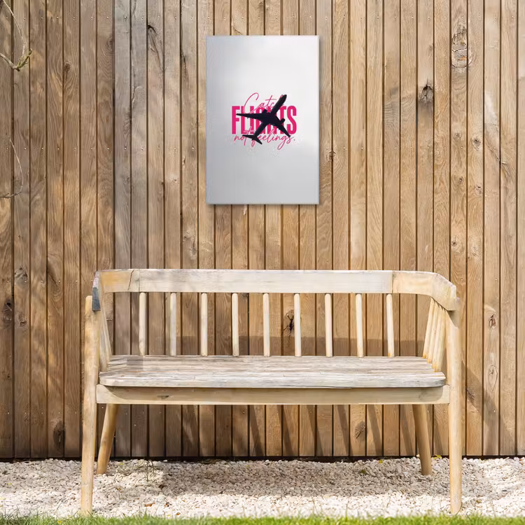 Catch flights not feelings - Vliegtuig - Roze Tuinposter op houten frame 2 cm dik klein -sfeer4
