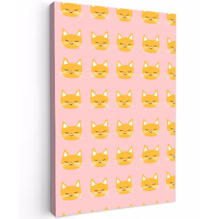 Katten - Patroon - Roze Tuinposter op houten frame 2 cm dik klein 841 -3d