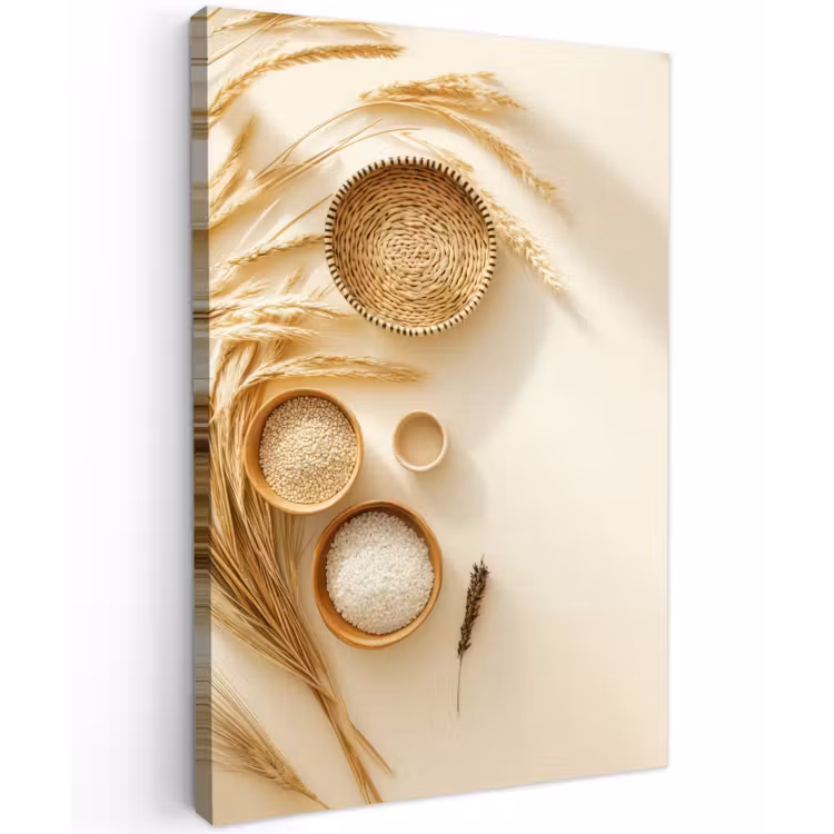 Granen - Hout - Kom - Beige Tuinposter op houten frame 2 cm dik klein -3d