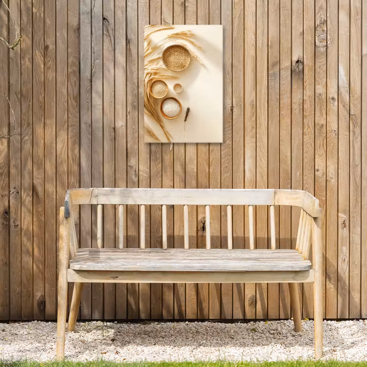 Granen - Hout - Kom - Beige Tuinposter op houten frame 2 cm dik klein -sfeer4