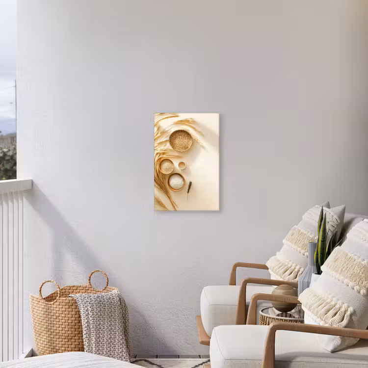 Granen - Hout - Kom - Beige Tuinposter op houten frame 2 cm dik klein -sfeer1