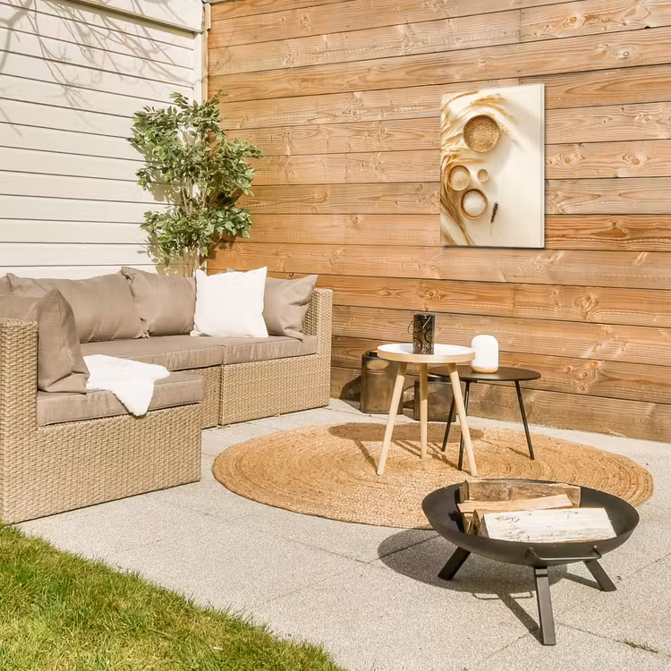 Granen - Hout - Kom - Beige Tuinposter op houten frame 2 cm dik klein -sfeer2
