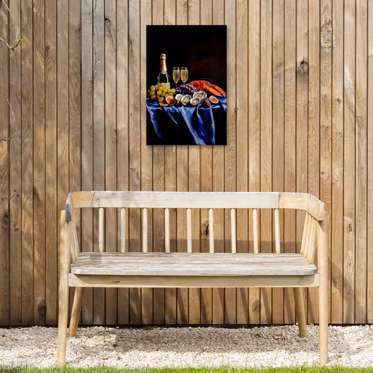 Champagne - Luxe - Oesters Tuinposter op houten frame 2 cm dik klein -sfeer4