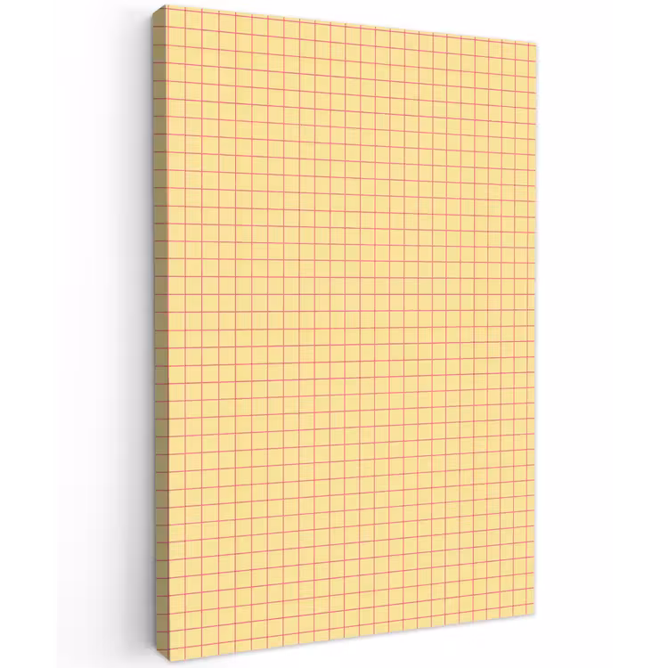 Ruitjes - Grid - Minimalistisch - Geel - Roze Tuinposter op houten frame 2 cm dik klein 841 -3d