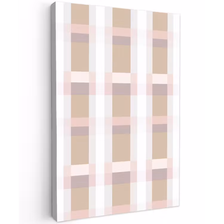 Ruitpatroon - Aardetinten - Minimalistisch Tuinposter op houten frame 2 cm dik klein 841 -3d