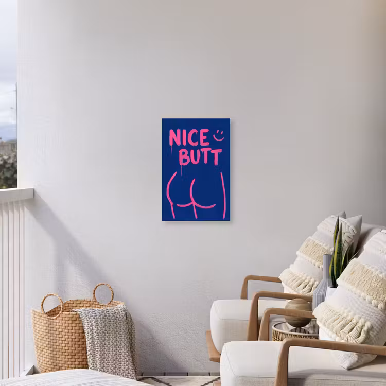 Brutaal - Grappig - Blauw Tuinposter op houten frame 2 cm dik klein -sfeer1