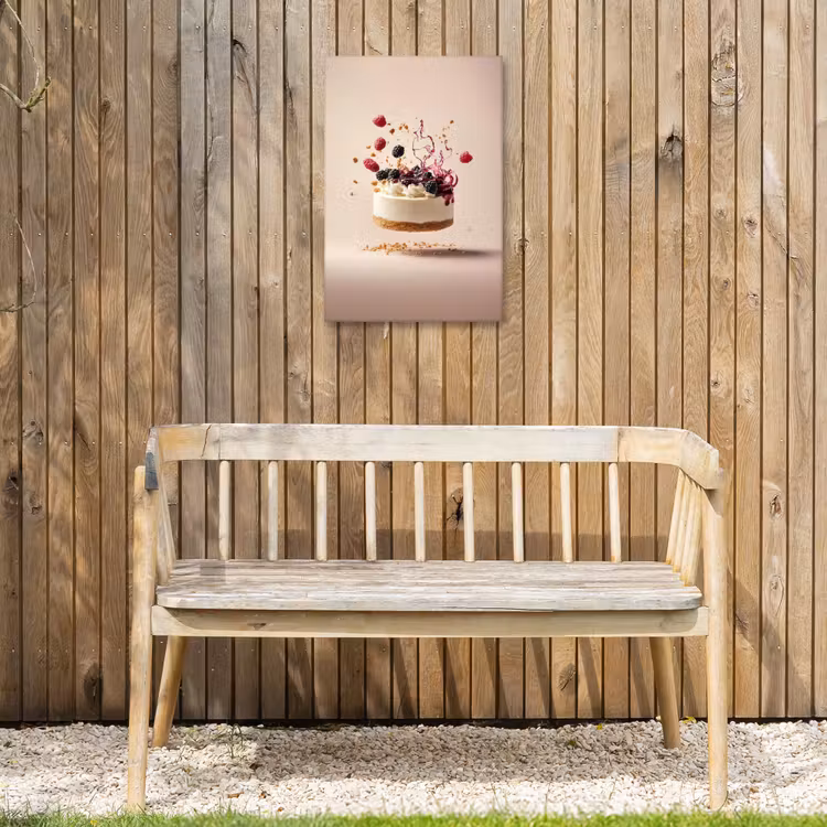 Cheesecake - Eten - Roze - Taart Tuinposter op houten frame 2 cm dik klein -sfeer4