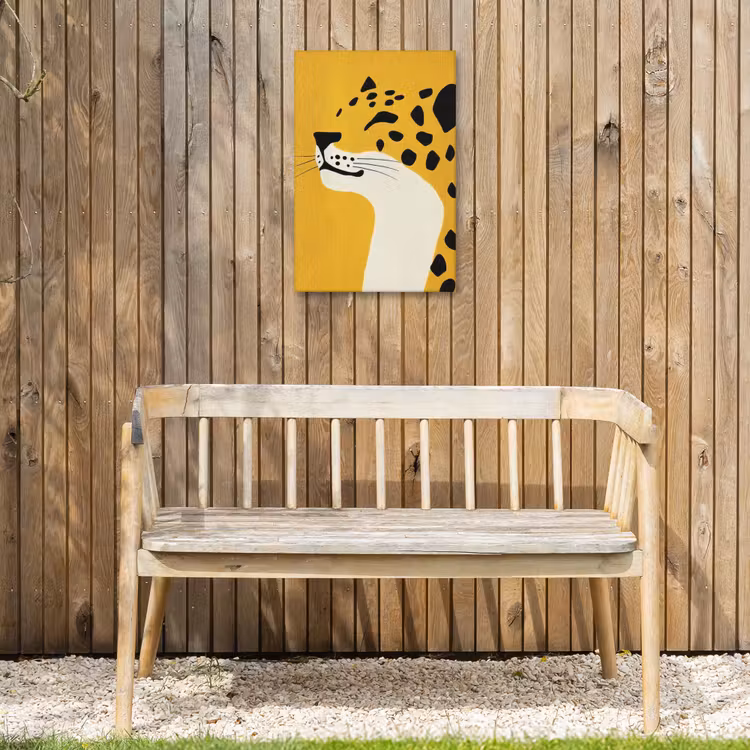 Cheetah - Illustratie - Geel Tuinposter op houten frame 2 cm dik klein -sfeer4