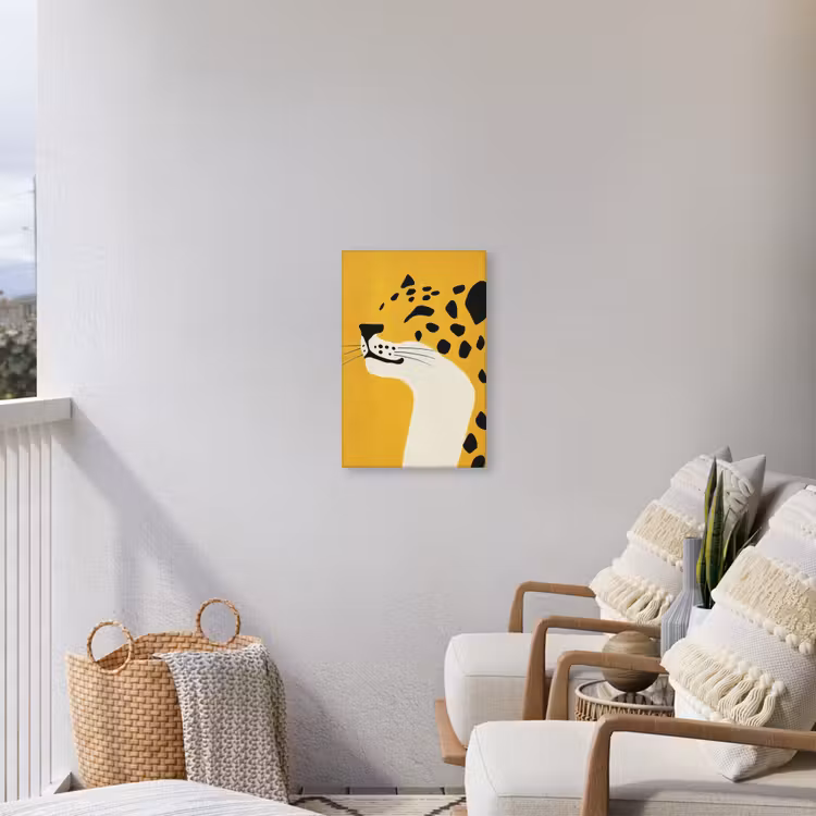 Cheetah - Illustratie - Geel Tuinposter op houten frame 2 cm dik klein -sfeer1