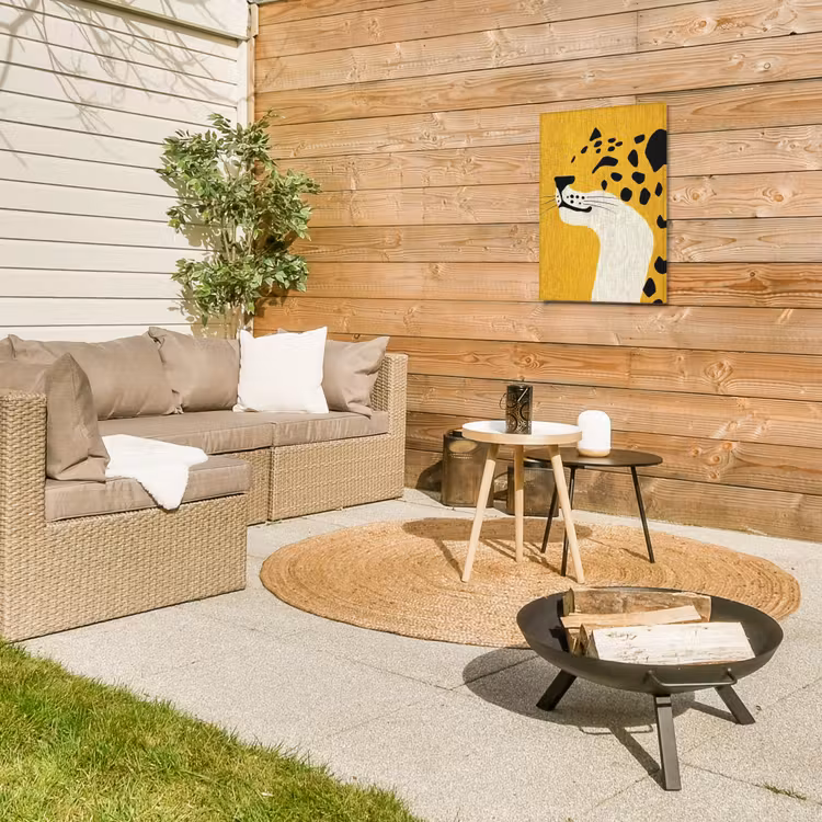 Cheetah - Illustratie - Geel Tuinposter op houten frame 2 cm dik klein -sfeer2