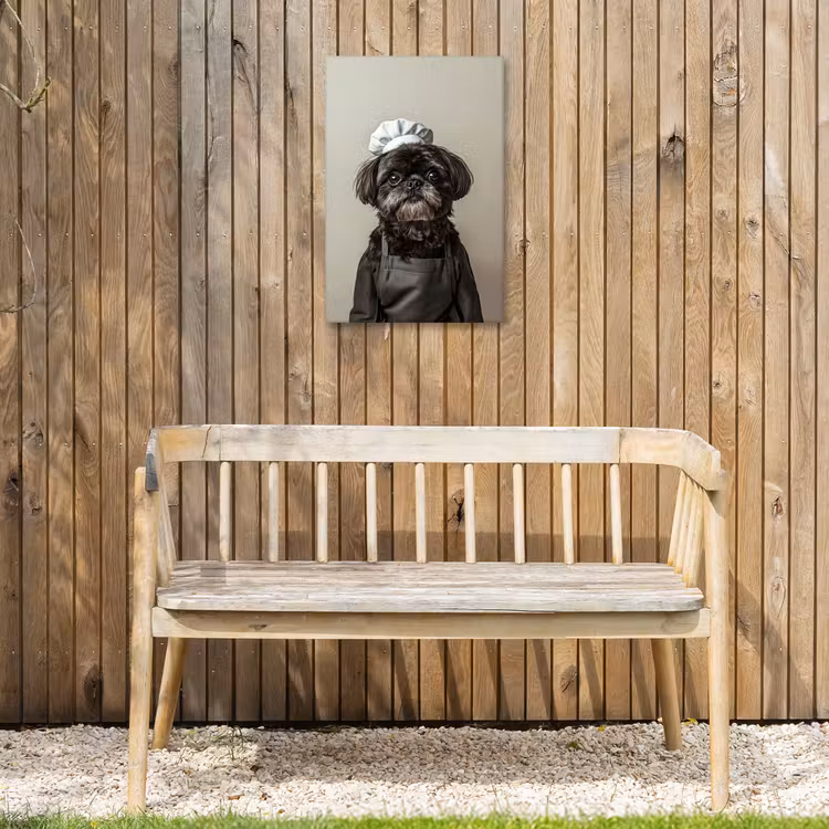 Kokskleding - Zwart - Hondje Tuinposter op houten frame 2 cm dik klein -sfeer4