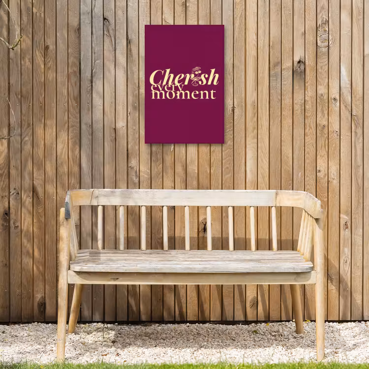 Cherish every moment - Cocktailglas - Bordeaux Tuinposter op houten frame 2 cm dik klein -sfeer4