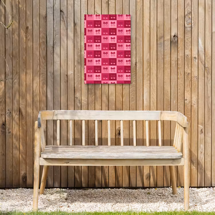 Kersen - Strikjes - Speels - Roze - Bordeaux Tuinposter op houten frame 2 cm dik klein 841 -sfeer4