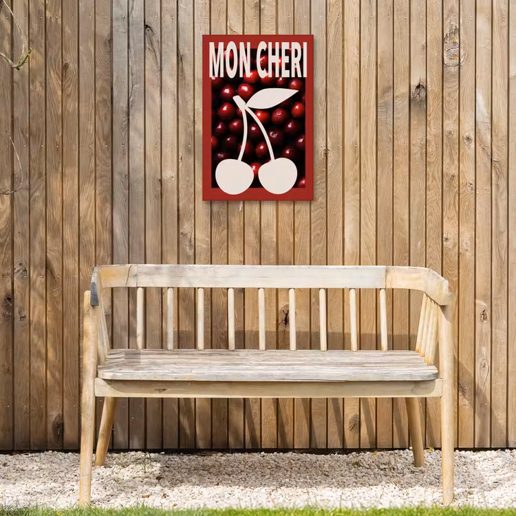 Kersen - Illustratie - Rood Tuinposter op houten frame 2 cm dik klein -sfeer4
