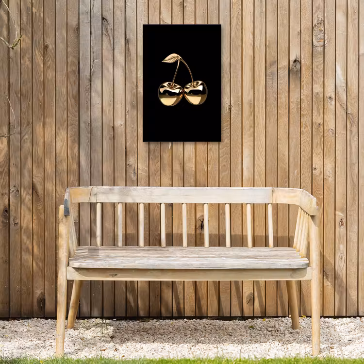Kersen - Zwart - Goud - Chrome Tuinposter op houten frame 2 cm dik klein -sfeer4