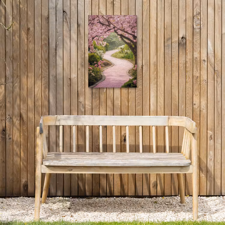 Kersenbloesem - Natuur - Sakura - Pad - Japanse tuin Tuinposter op houten frame 2 cm dik klein -sfeer4
