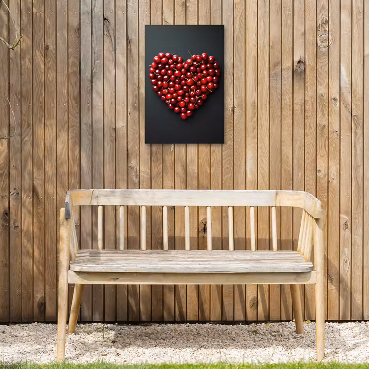 Kersen - Hart - Rood - Zwart Tuinposter op houten frame 2 cm dik klein -sfeer4