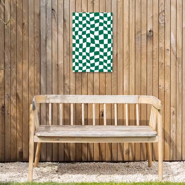 Schaakbord - Golvend - Groen Tuinposter op houten frame 2 cm dik klein 841 -sfeer4