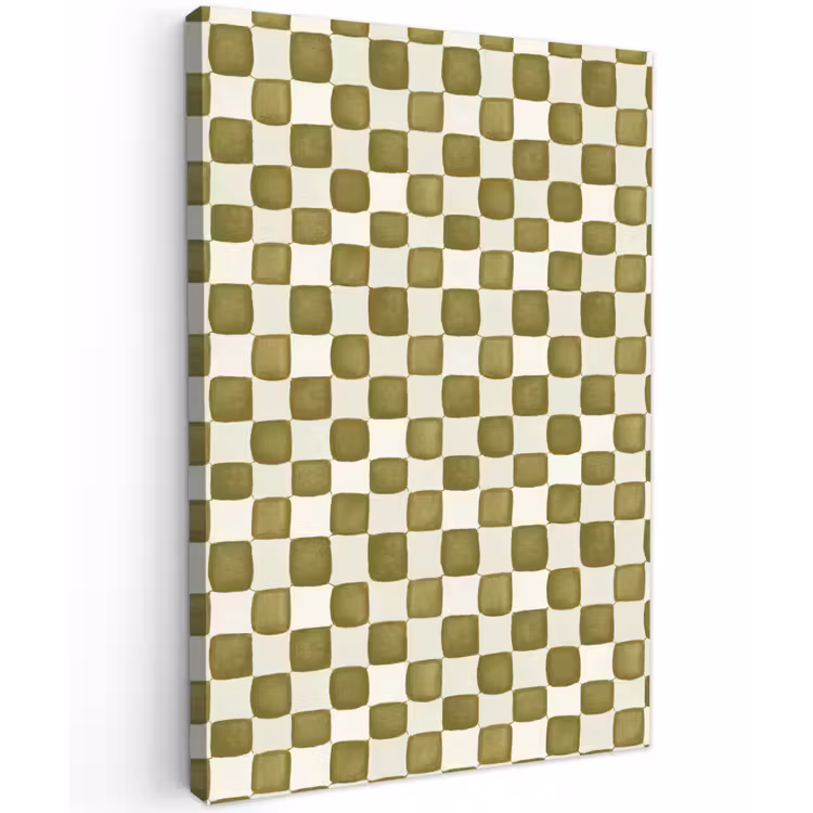 Schaak - Patroon - Groen Tuinposter op houten frame 2 cm dik klein 841 -3d