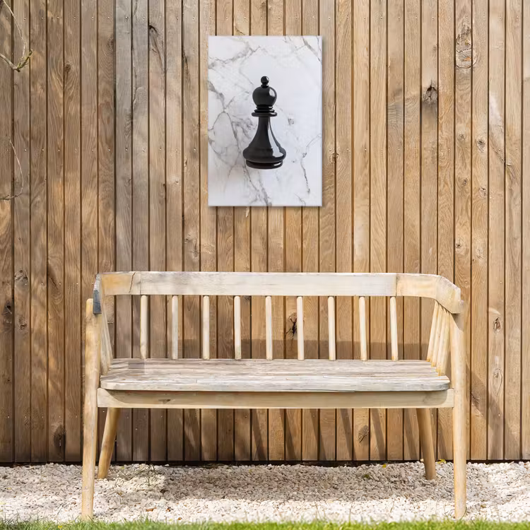 Schaakstuk - Loper - Zwart - Marmer Tuinposter op houten frame 2 cm dik klein -sfeer4