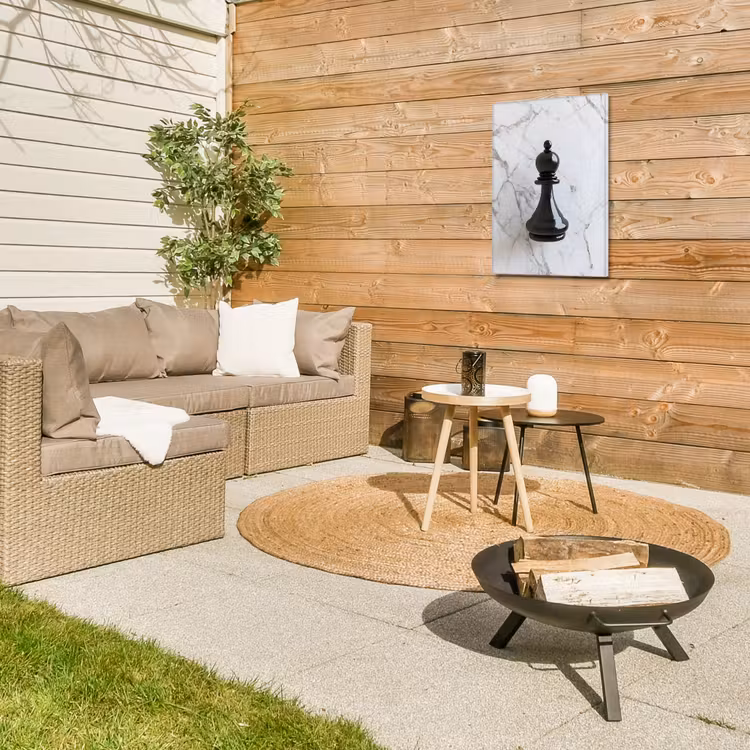 Schaakstuk - Loper - Zwart - Marmer Tuinposter op houten frame 2 cm dik klein -sfeer2